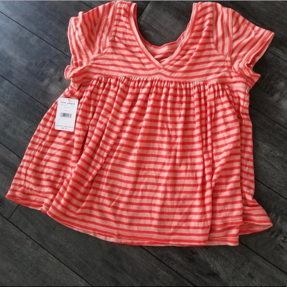 Free People Tops - Free People Stripped Baby Doll Tee